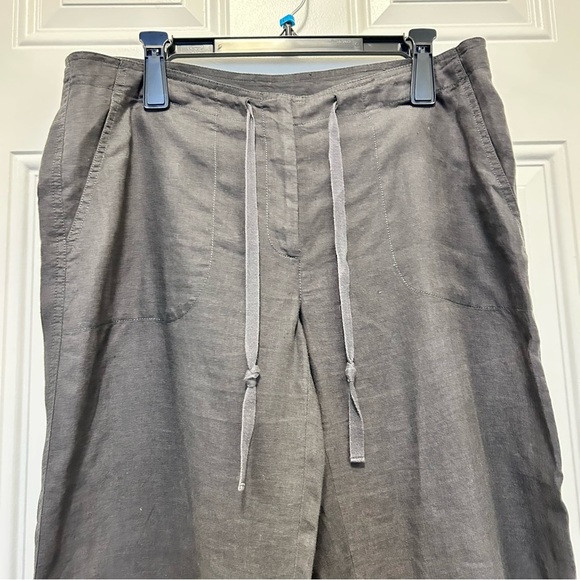 Eileen Fisher Cropped Black Linen Pants Relaxed Fit SZ M - Picture 3 of 4